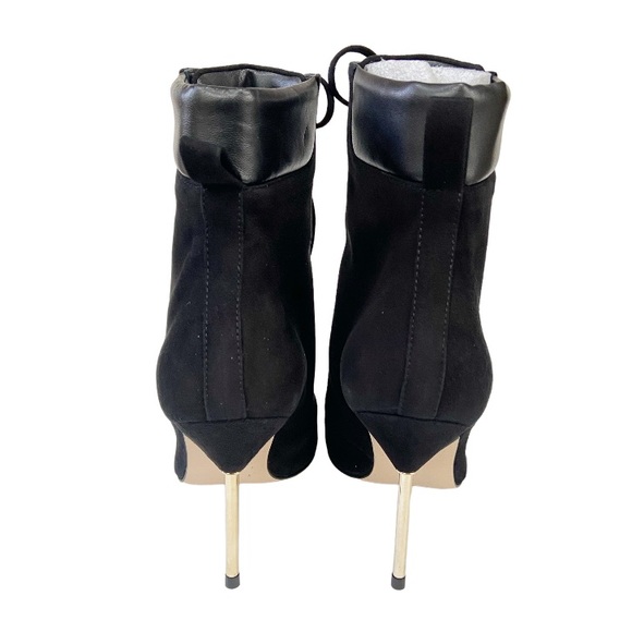 Good American Women's Scandal Lace Up High Heel Suede Booties in BLACK 6 New - Picture 6 of 14